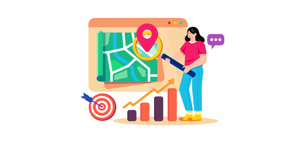 Vrouw analyseert groei en locatie op kaart