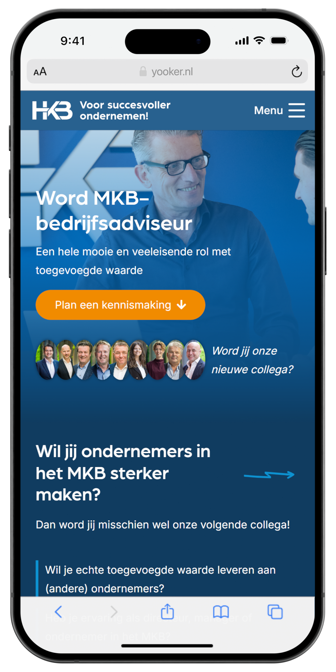 Mockup voor de case van HKB advies op telefoon 1