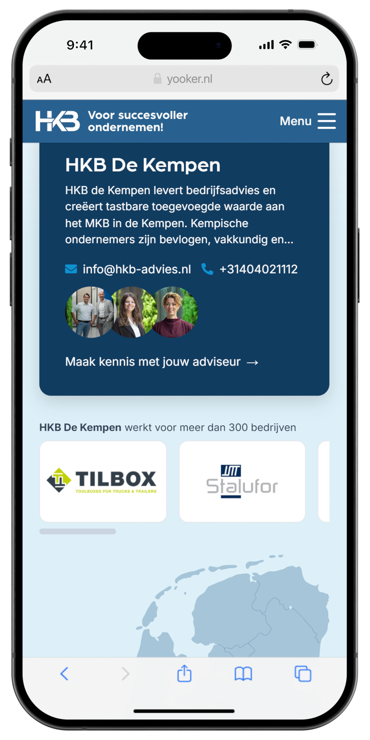 Mockup voor de case van HKB advies op telefoon